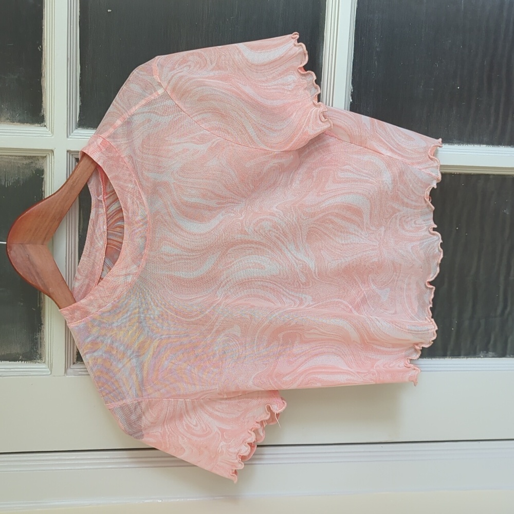 Sheer Pattern Crop Top